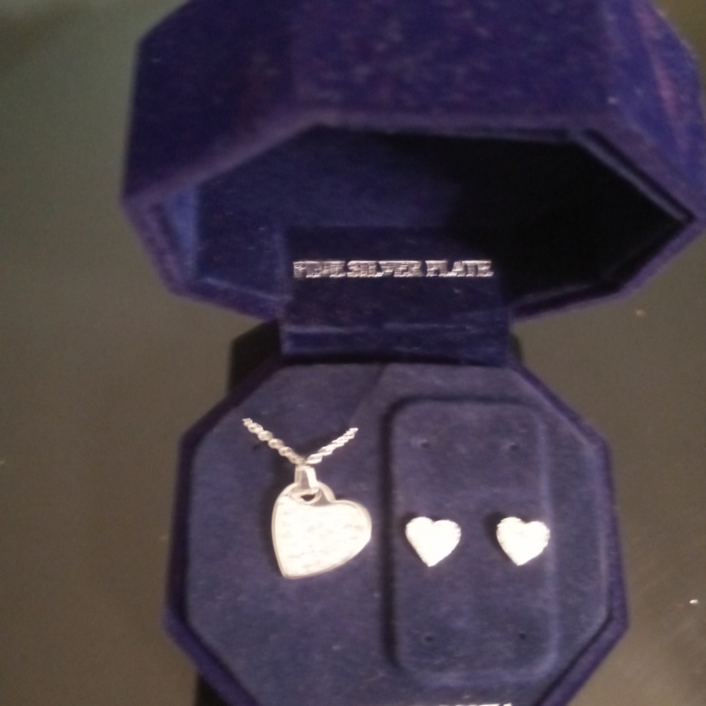 Matching heart necklace and earrings